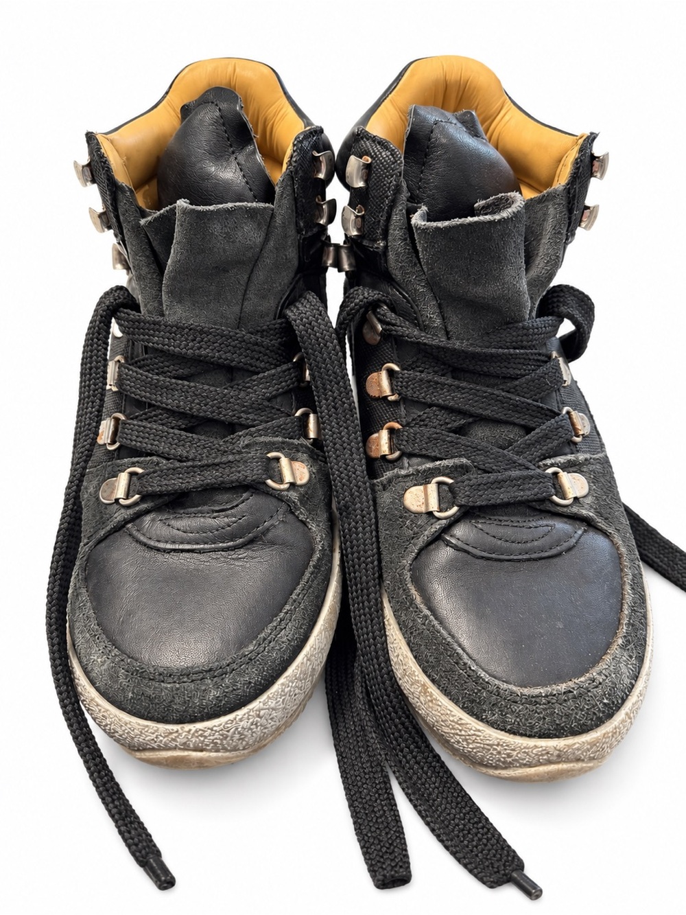 Women’s Isabel Marant Black High-Top Suede & Leather Sneakers
